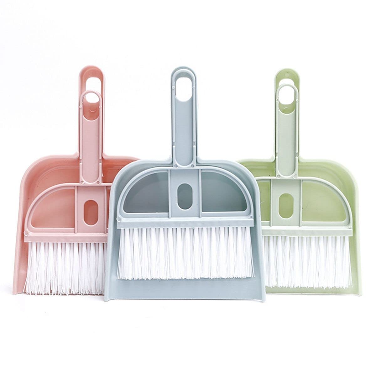 3PC Mini Broom & Dustpan Set - Long Handle for Desk, Car & Pet Cleaning