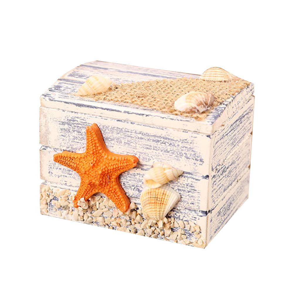 LIOOBO Wooden Jewelry Box Organizer - Mediterranean Nautical Style Storage Case for Rings, Necklaces & Earrings | Perfect for Home, Office & Travel Accessories Organization