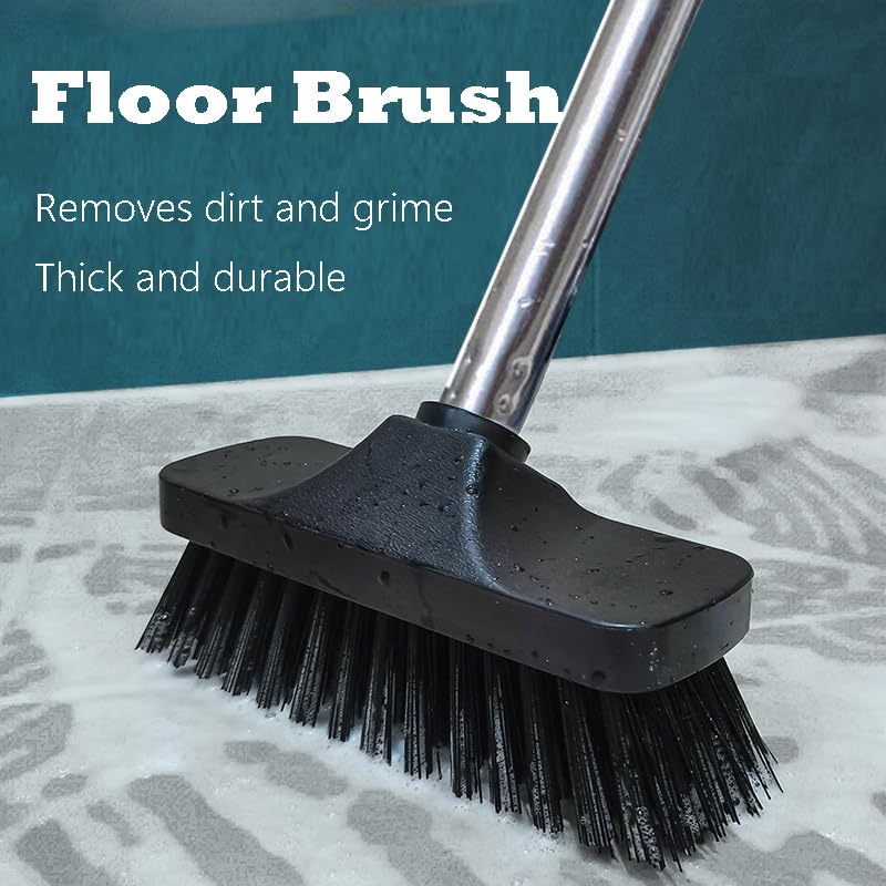 Stiff Bristle Push Broom - Heavy Duty Floor Cleaning Brush for Bathroom, Bathtub, Tile, Deck & Patio - Multi-Purpose Scrubber for Indoor & Outdoor Use