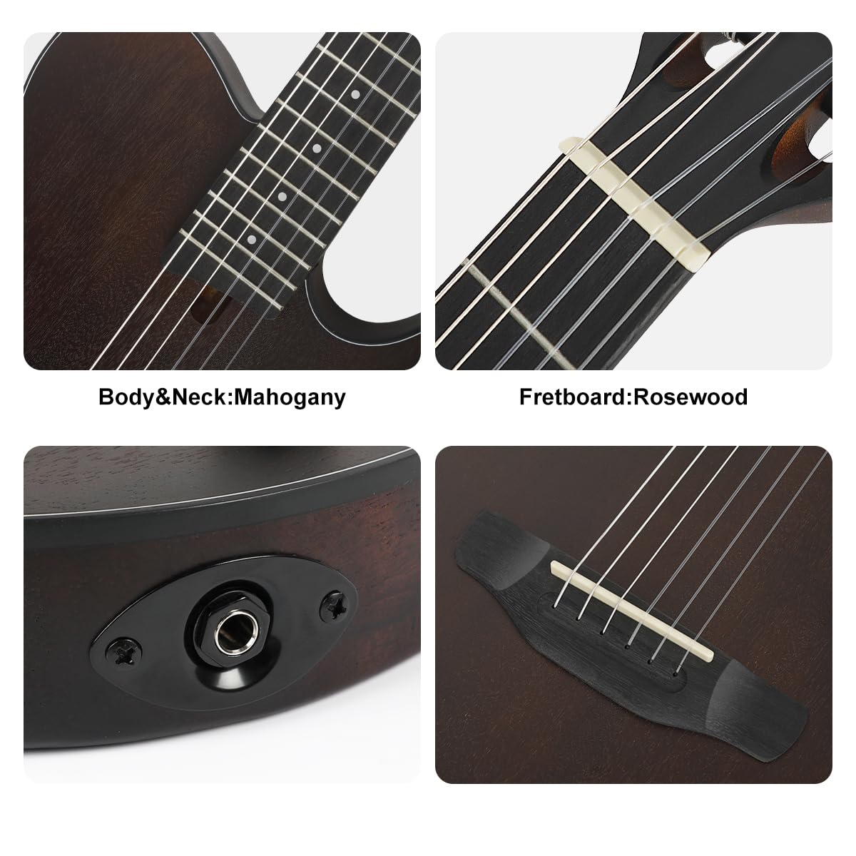 Bullfighter Silent Acoustic Guitar - 6 String Nylon Travel Guitar with Built-in Pickups, Solid Body & Steel Strings - Includes Case, Strap & Strings (Model K7) | Perfect for Travel, Practice & Outdoor Performances