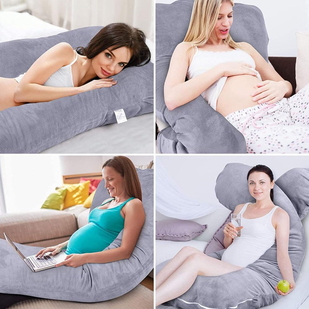 U-Shaped Maternity Pillow for Pregnancy Support - Hypoallergenic Full Body Pillow for Waist, Leg, Belly & Neck Relief (170x80cm) - Perfect for Sleeping Comfort During Pregnancy & Postpartum Recovery