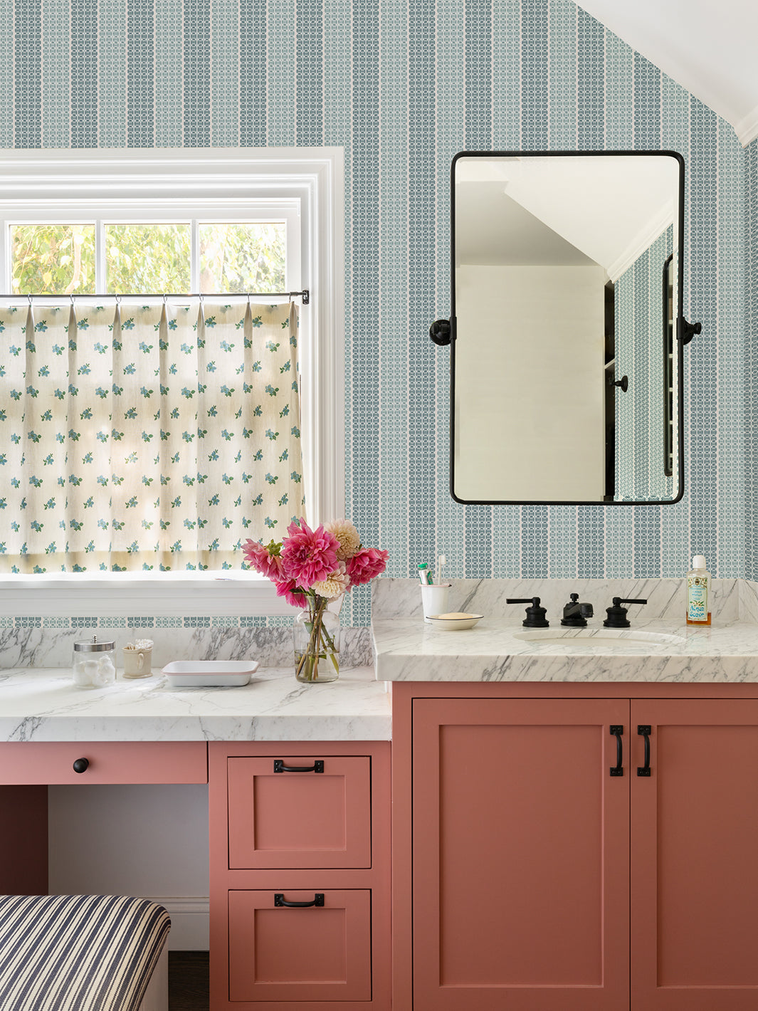 Nathan Turner 'Medallion Stripe' Wallpaper in Seafoam Green - Premium Peel and Stick Wallpaper for Bedroom, Living Room & Home Decor