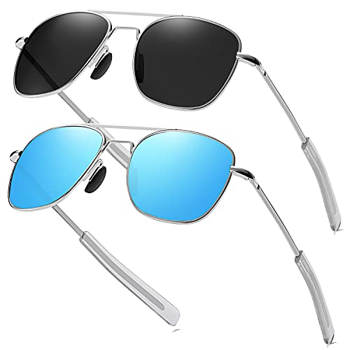 Silver Frame Black Lens + Silver Frame Blue Mirrored