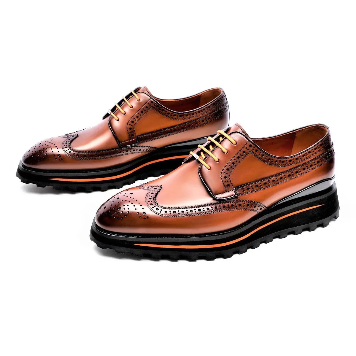 Men's HighME Derby 90006D Brown Leather Dress Shoes - Classic Formal & Business Oxfords for Office, Wedding & Special Occasions
