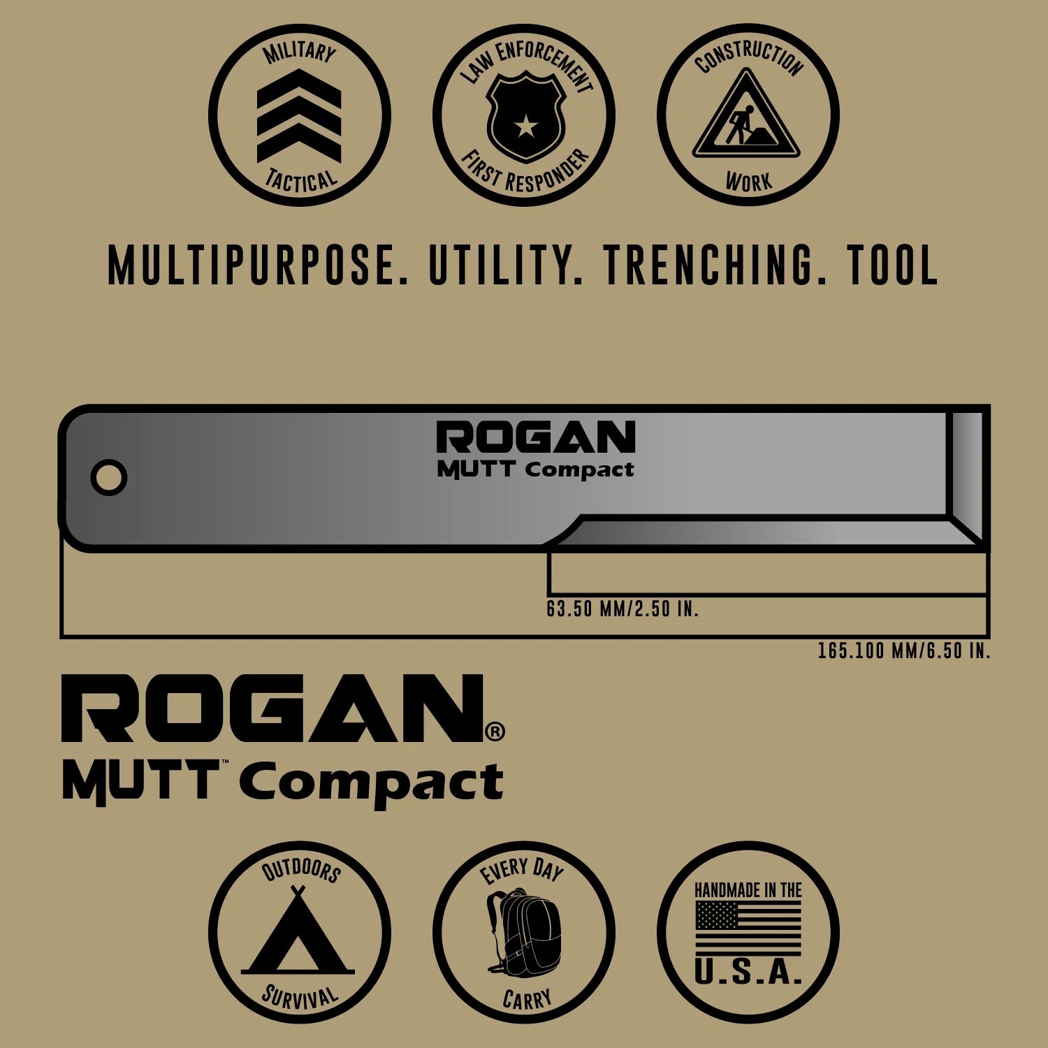 MUTT COMPACT Pry Bar - Durable Pocket Pry Tool for EDC, Survival & Outdoor Use - Perfect for Camping, Hiking & DIY Projects