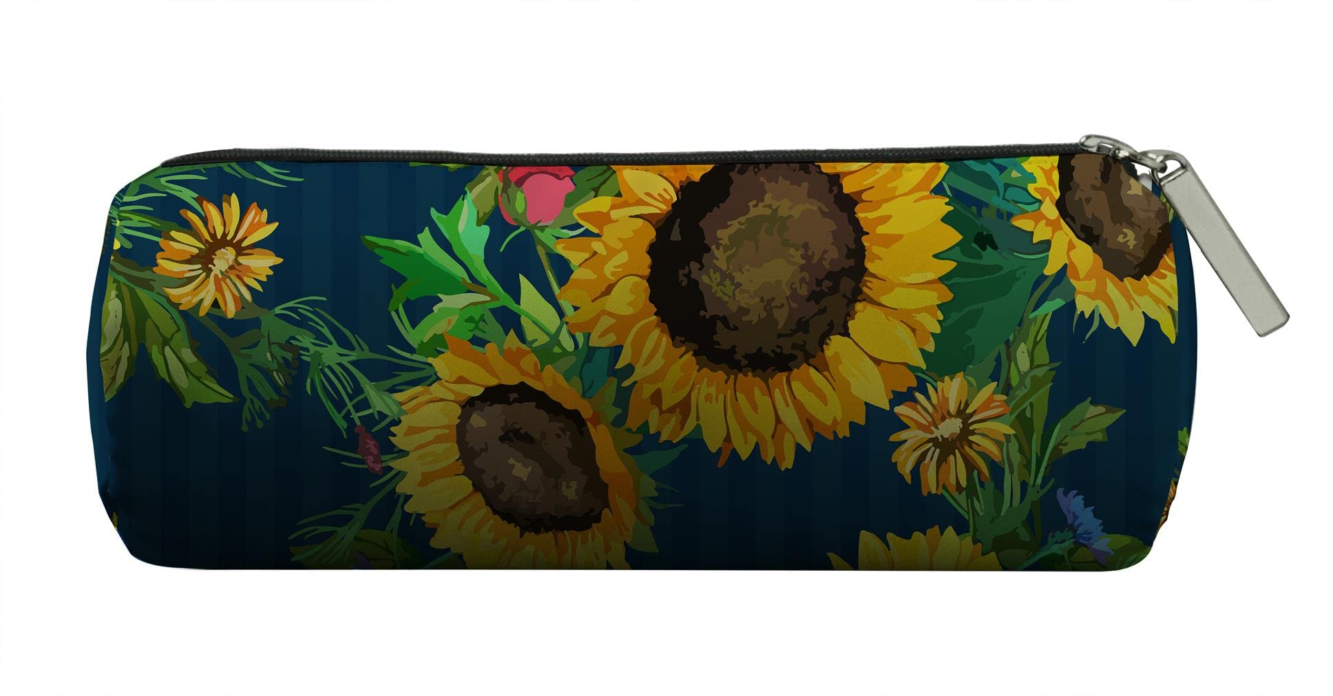 Stylish Sunflower Cosmetic Bag for Women & Men - Large & Small Zippered Travel Toiletry Organizer with Green Leaves - Perfect for Makeup Brushes, Toiletries & Travel Accessories - Great for Vacation, Gym & Daily Use