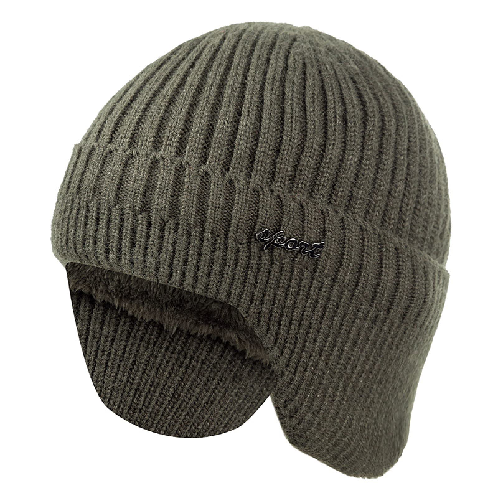 Men's Winter Beanie Hat with Ear Protection - Soft Knit Earflap Hat for Men & Women - Warm Fleece-Lined Cap for Outdoor Activities, Skiing, Snowboarding & Cold Weather
