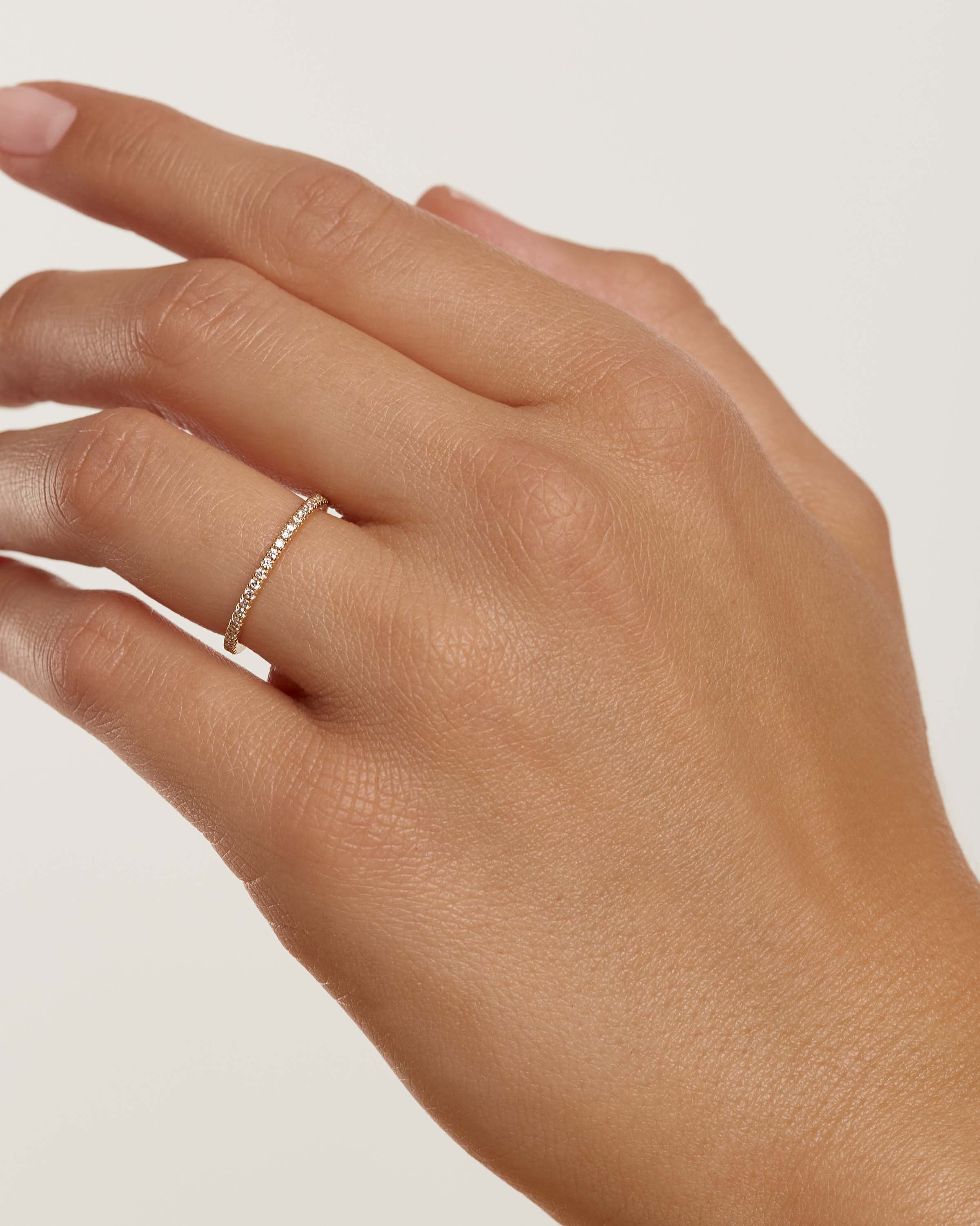 Diamond & Gold Eternity Mini Ring for Women - Elegant Stackable Wedding Band, Anniversary Gift for Her - Perfect for Everyday Wear, Special Occasions & Bridal Jewelry