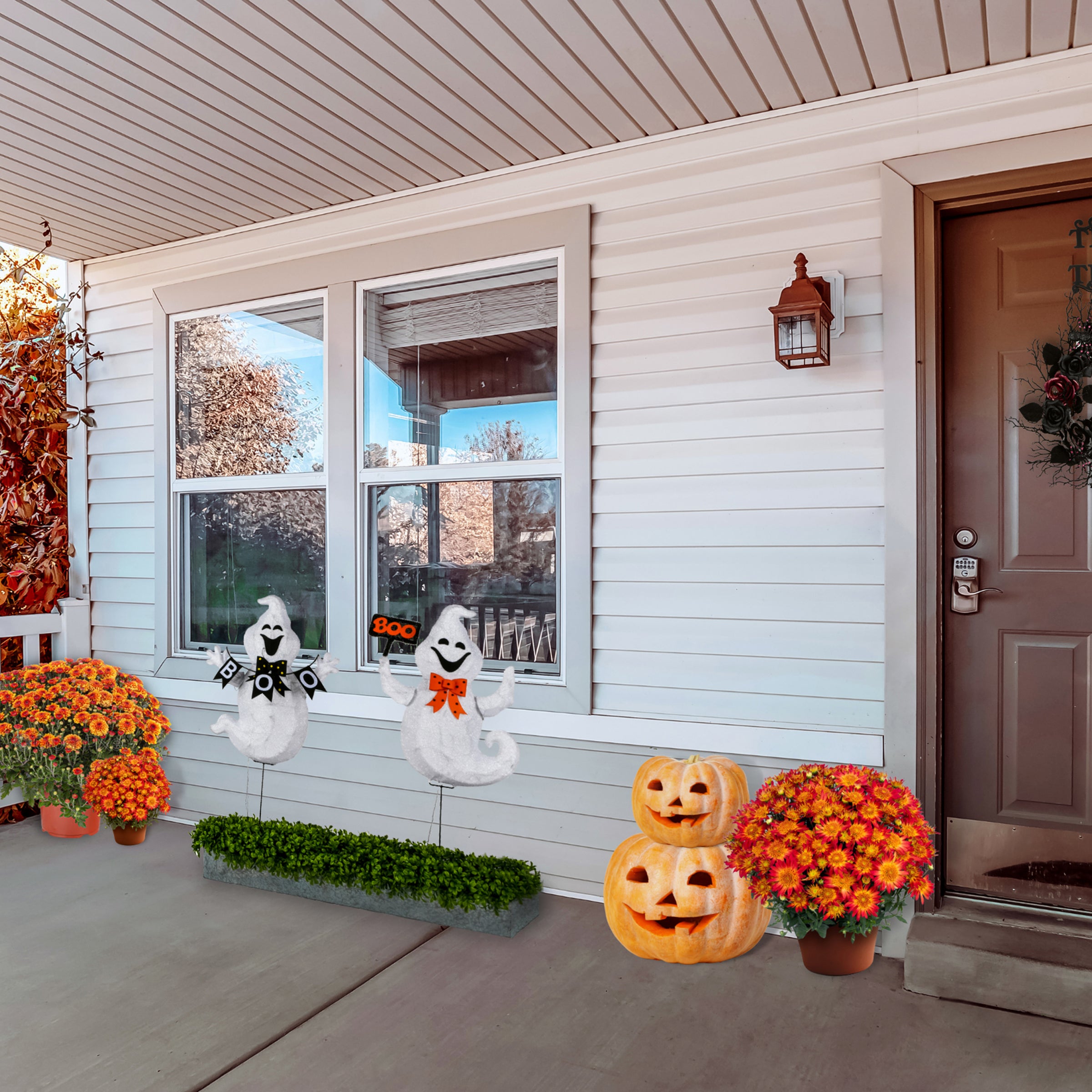 31 in. Halloween LED Lighted Boo Ghost Lawn Decoration - Outdoor Spooky Yard Decor for Halloween Party & Home Haunted House Display