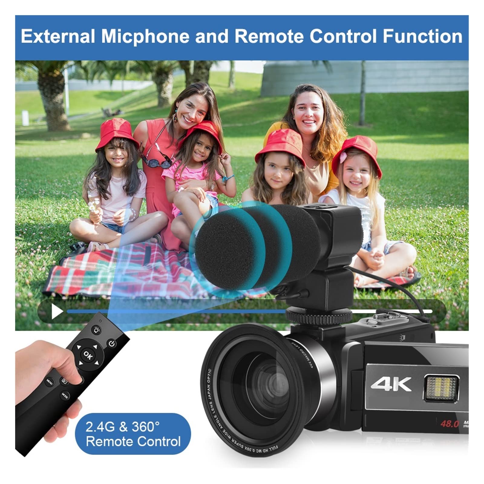 **AUBEST 4K Digital Video Camera Camcorder - 18X Zoom, Auto Focus, Time-lapse, 64GB Memory - Perfect for Outdoor Vlogging, YouTube Streaming & Webcam Use**