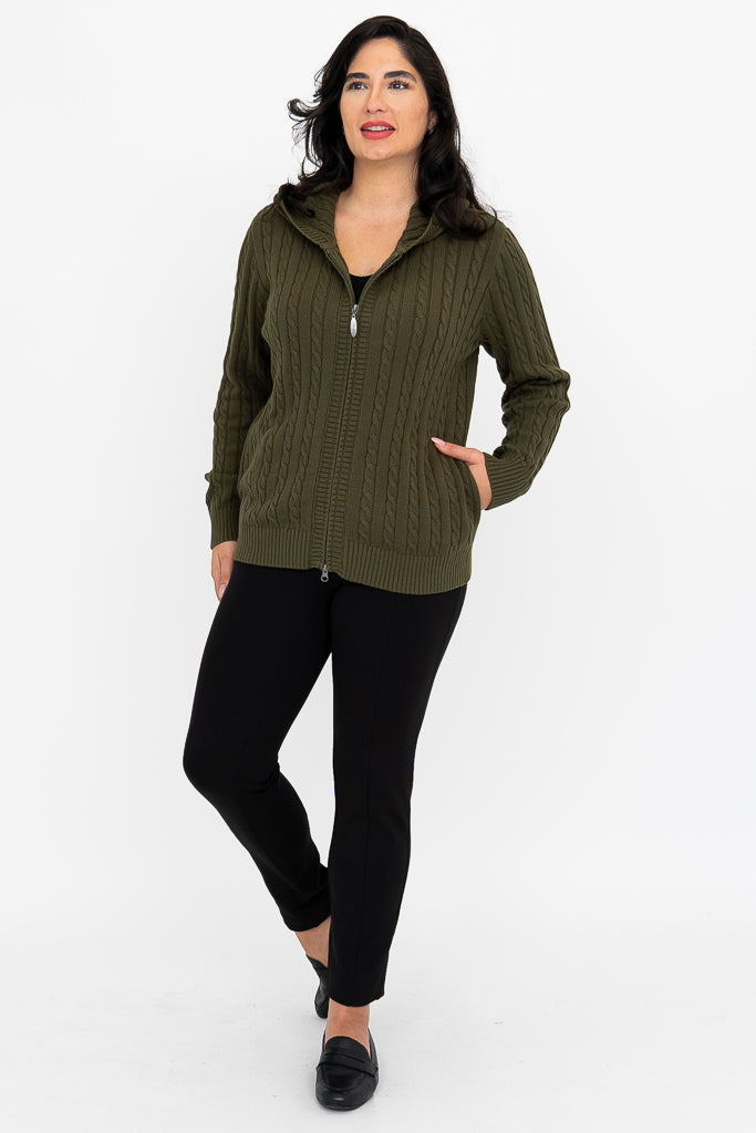 Elsie Sweater - Soft Cotton Knit Pullover in Olive Green | Women's Casual Wear for Fall & Winter | Perfect for Office, Dates & Cozy Evenings