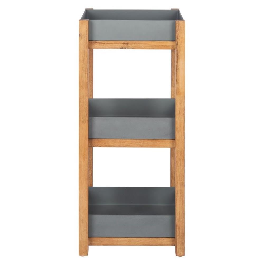 SAFAVIEH Outdoor Collection Artria 3-Tier Shelf - Natural Grey Rattan Storage Organizer for Patio, Garden & Balcony Decor