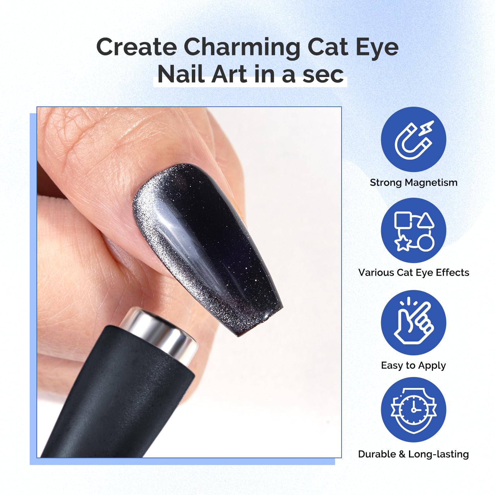 MelodySusie 5-in-1 Nail Magnet - Professional Cat Eye Gel Polish Magnet for Nail Art Designs, Strong Magnetic Nail Polish Tool for Salon & Home Manicures - Perfect for DIY Nails, Gel Polish Application & Nail Art Creations