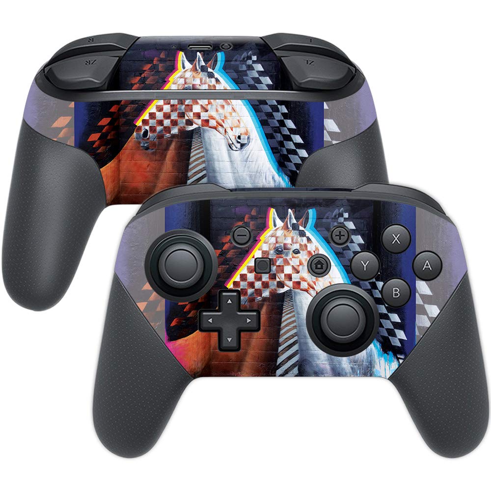 MightySkins Vinyl Wrap Cover for Nintendo Switch Pro Controller - Checkered Horses Design | Protective & Durable Skin | Easy to Apply & Remove | Made in USA | Perfect for Gaming Protection & Customization