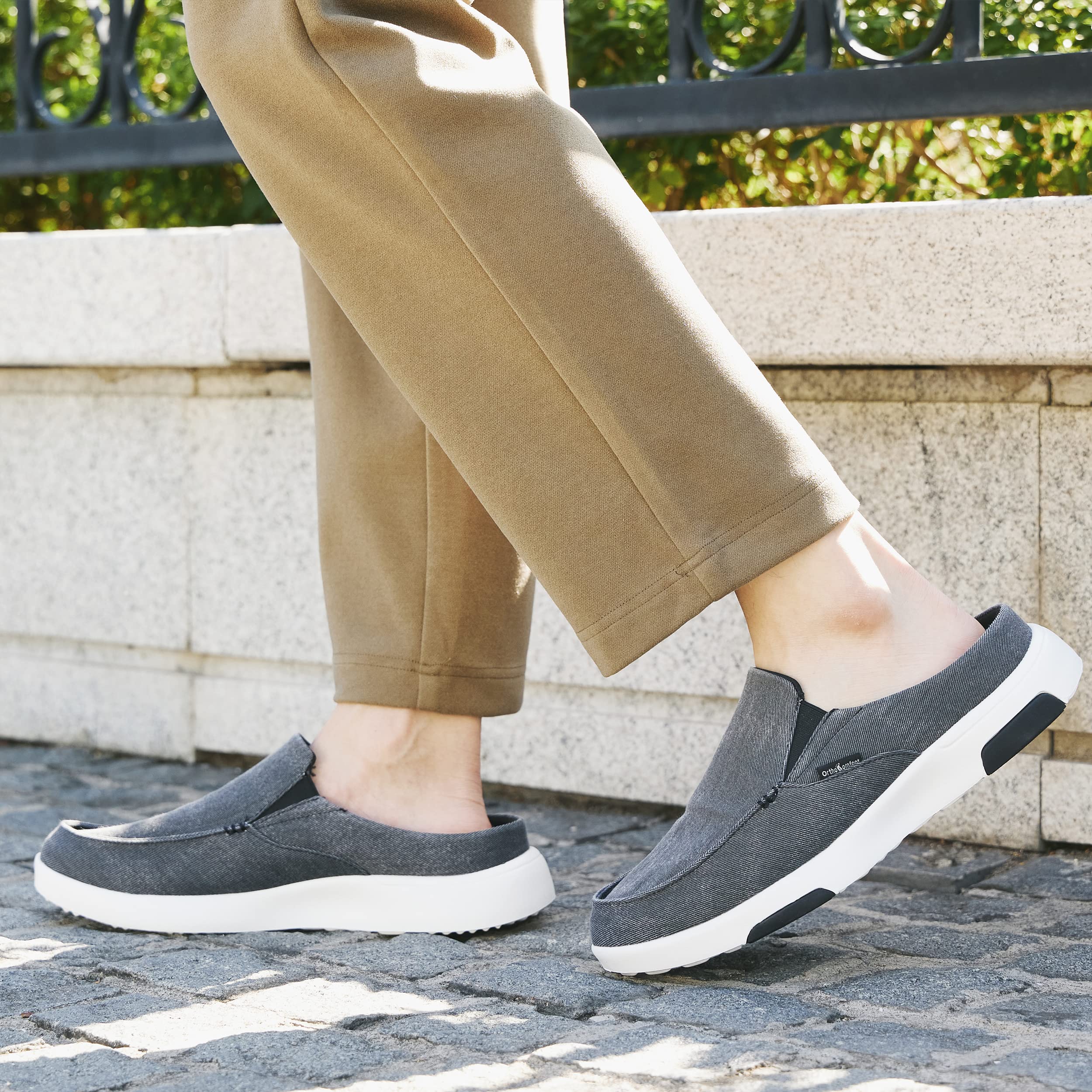 OrthoComfoot Men's Orthopedic Slip-On Loafers - Arch Support Walking Shoes for Plantar Fasciitis & Flat Feet - Comfortable Orthotic Shoes for Foot & Heel Pain Relief - Perfect for Work, Travel & Daily Comfort