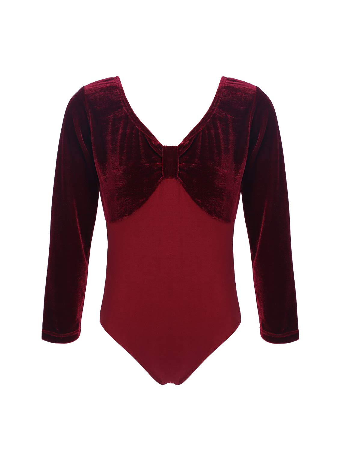 Loodgao Girls' Classic Long Sleeve Leotard for Gymnastics, Ballet & Dance - Velvet Splice Dance Bodysuit Costume for Kids - Perfect for Recitals, Performances & Dance Classes