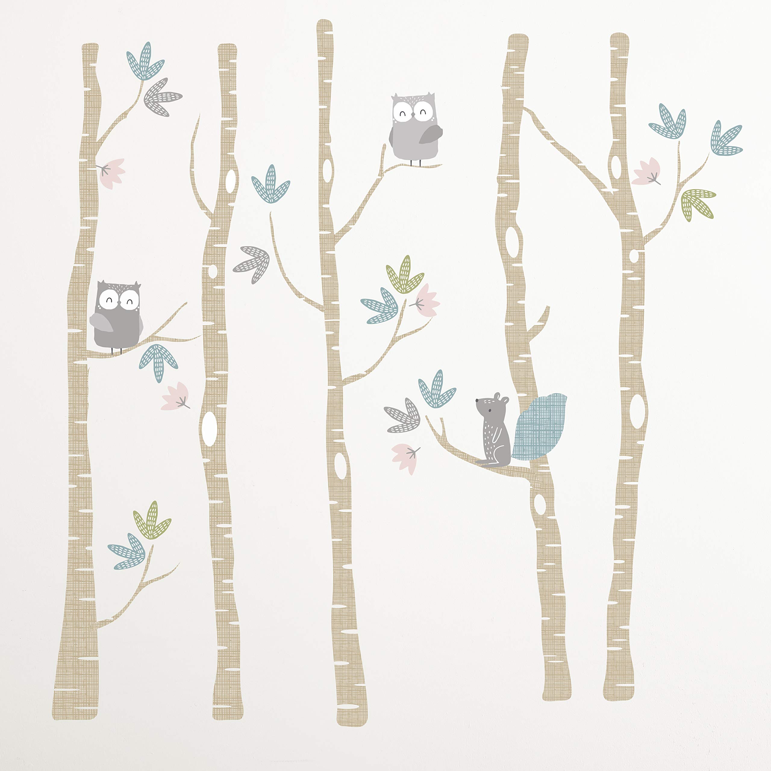 Levtex Baby Everly 5-Piece Crib Bedding Set - Woodland Deer & Friends Nursery Collection in Aqua Blush Grey Teal - Includes Quilt, Fitted Sheet, Diaper Stacker, Wall Decal & Bed Skirt - Perfect for Baby Shower Gifts & Nursery Decor