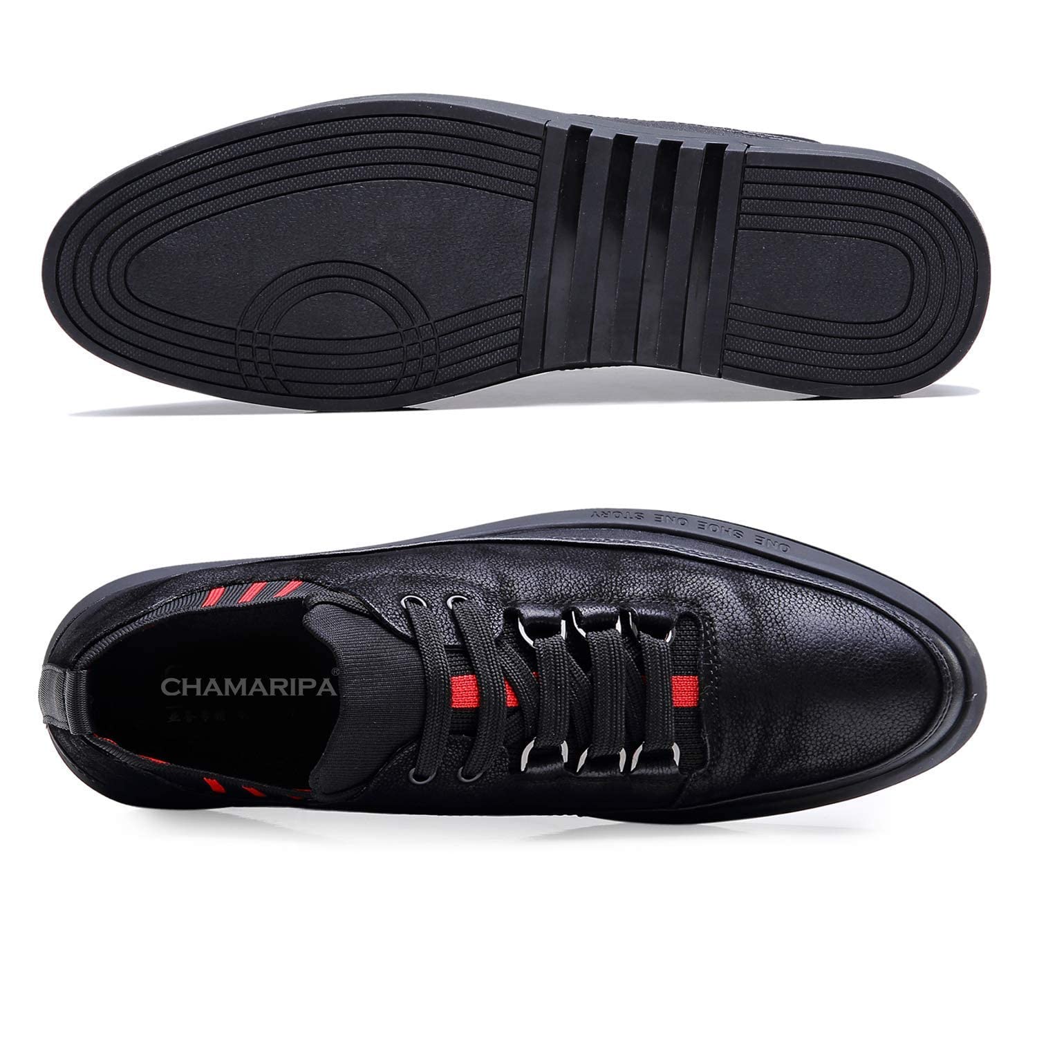 CHAMARIPA Men's Invisible Height Increasing Elevator Shoes - Comfortable Sneakers with Hidden Heel for Extra 3 Inches - Perfect for Work, Dating & Formal Occasions