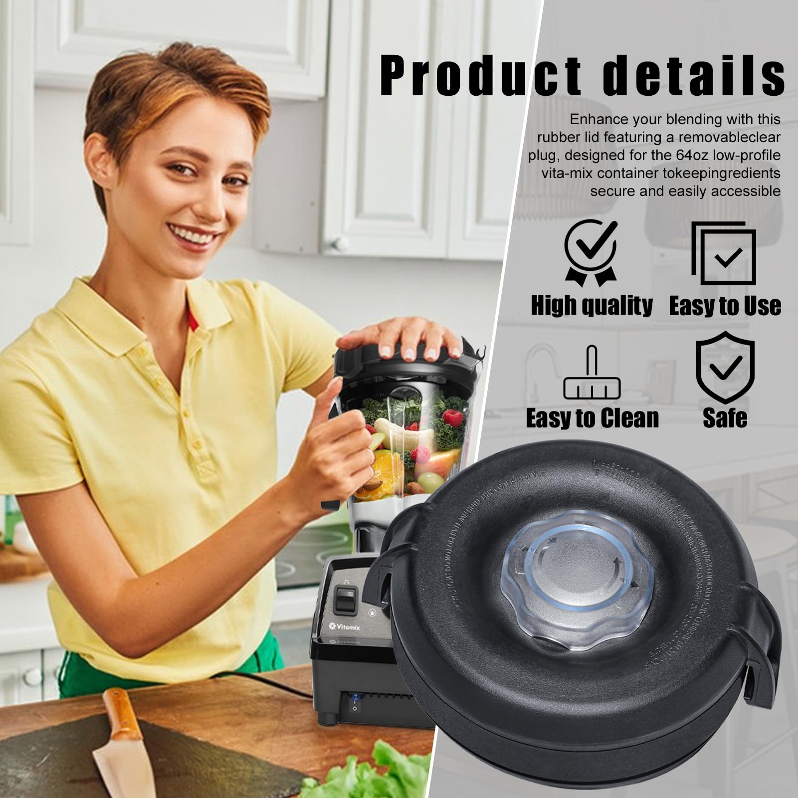 Vitamix 64 Oz Blender Replacement Lid - Compatible with Professional Propel Series & Low-Profile Containers - Durable Blender Cover for Smoothies, Soups & Food Prep