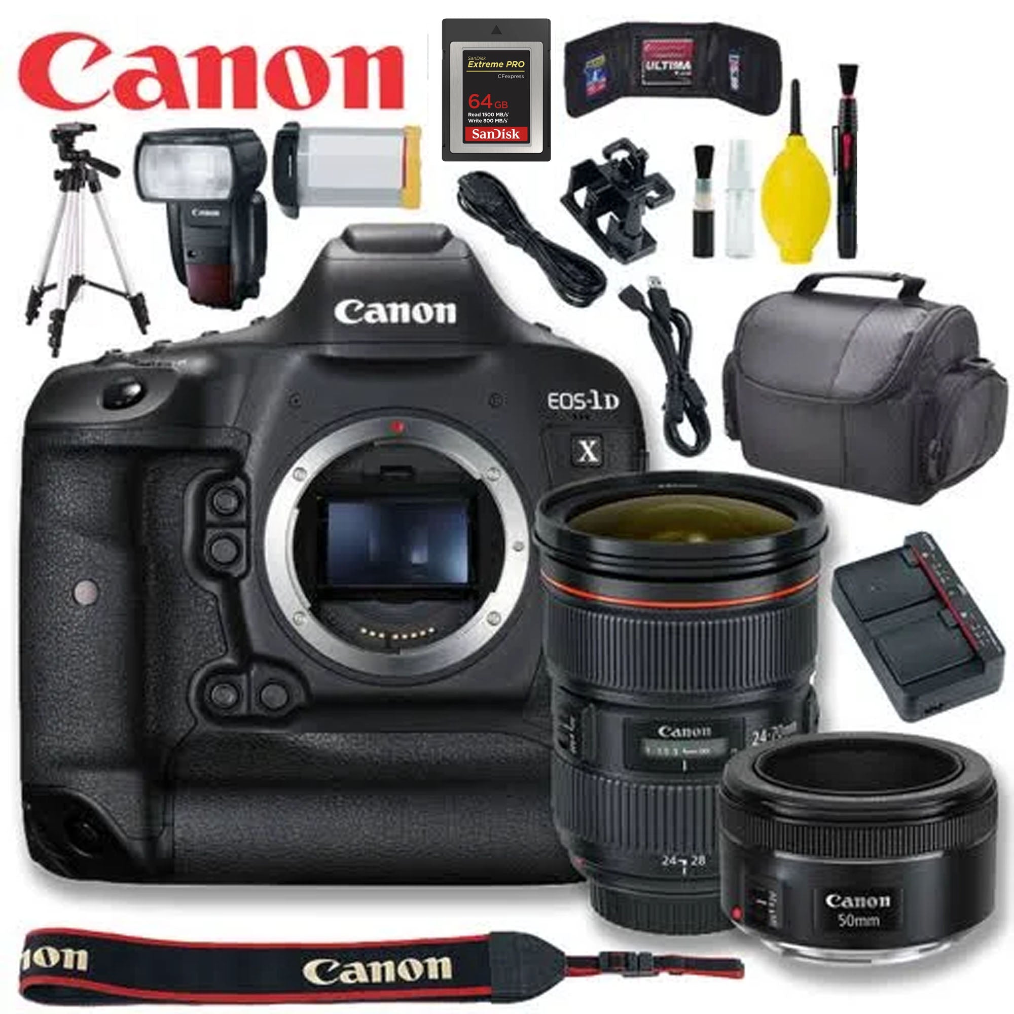 Canon EOS 1D X Mark III DSLR Camera with EF 24-70mm f/2.8L II & 50mm f/1.8 STM Lenses - Professional Photography Bundle for Sports, Wildlife & Portrait Shooting