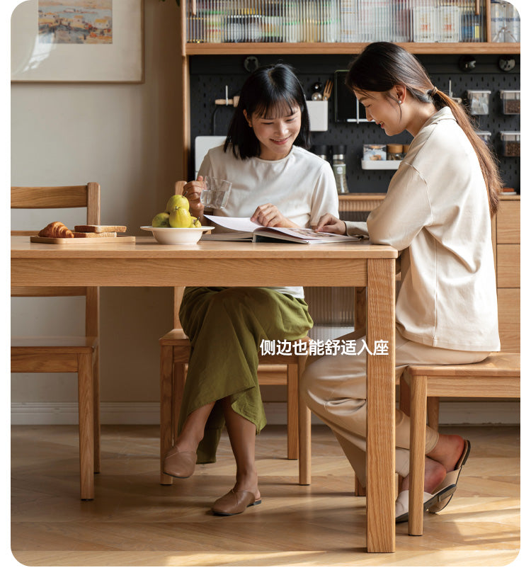 Premium Oak Solid Wood Nordic Dining Table - Modern Scandinavian Style for Kitchen, Dining Room & Small Spaces