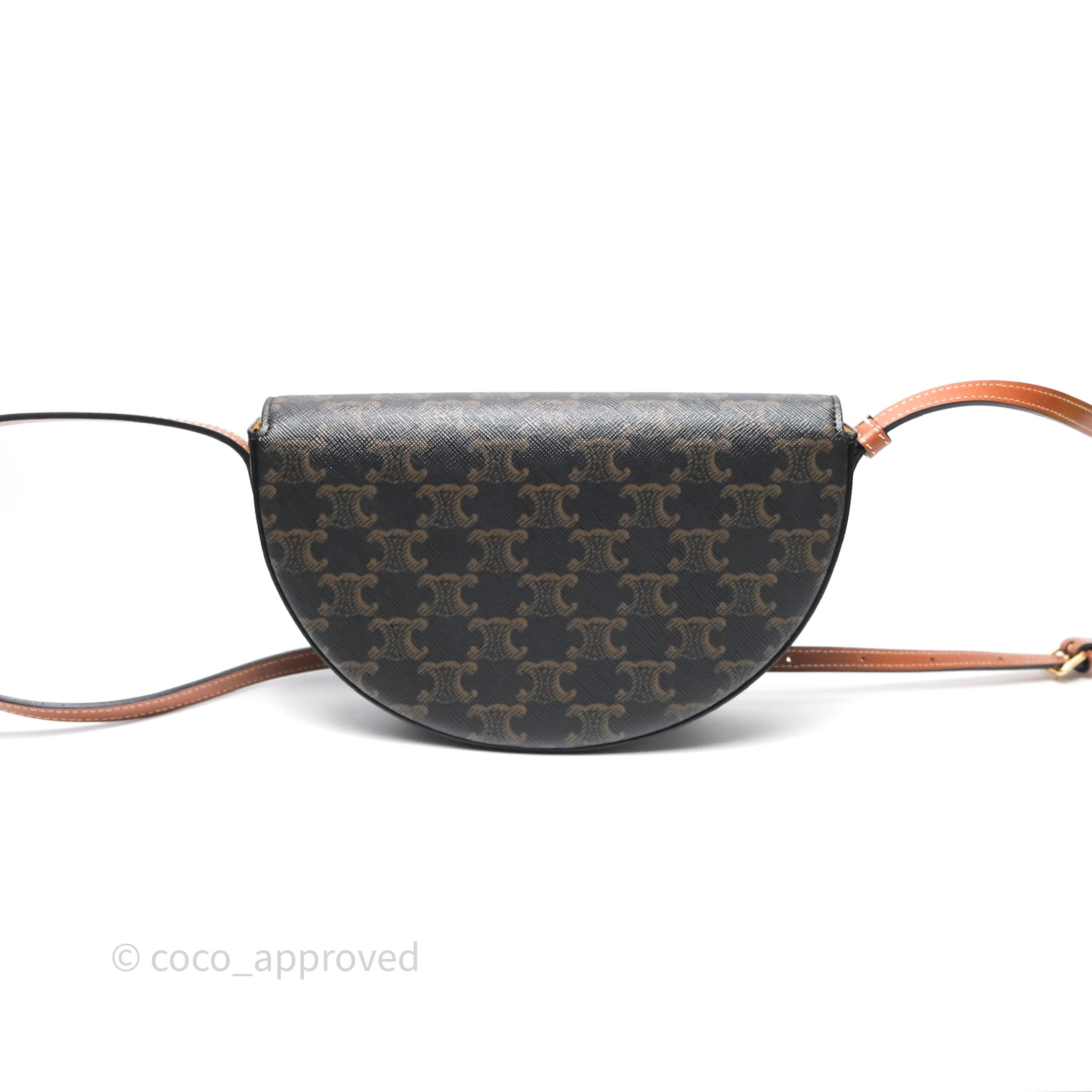 Celine Triomphe Canvas Leather Crossbody Bag in Tan - Stylish and Elegant for Work, Travel & Everyday Use