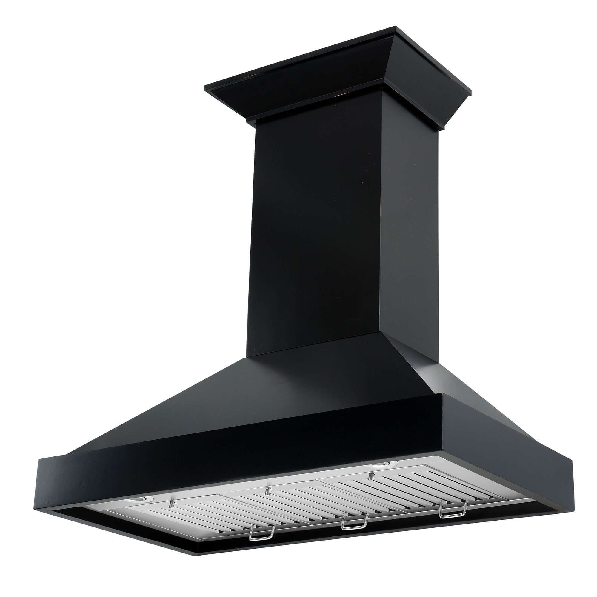 ZLINE KBCC Black Convertible Vent Wooden Wall Mount Range Hood - Professional Kitchen Ventilation for Home Cooking & Grilling