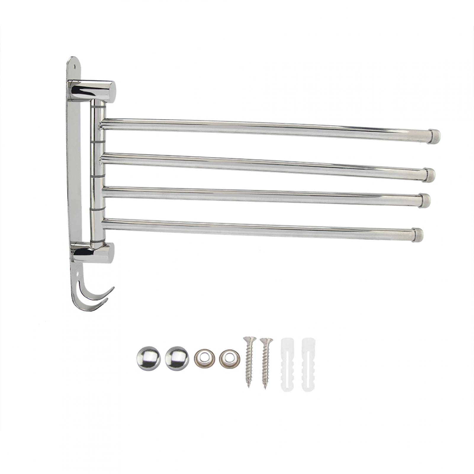Stainless Steel Towel Bar Rack - Wall Mounted Multifunctional Bathroom Organizer for Towels & Dish Cloths | Space Saving Storage Solution for Shower, Bath & Kitchen Accessories | Perfect for Small Bathrooms & Modern Home Decor