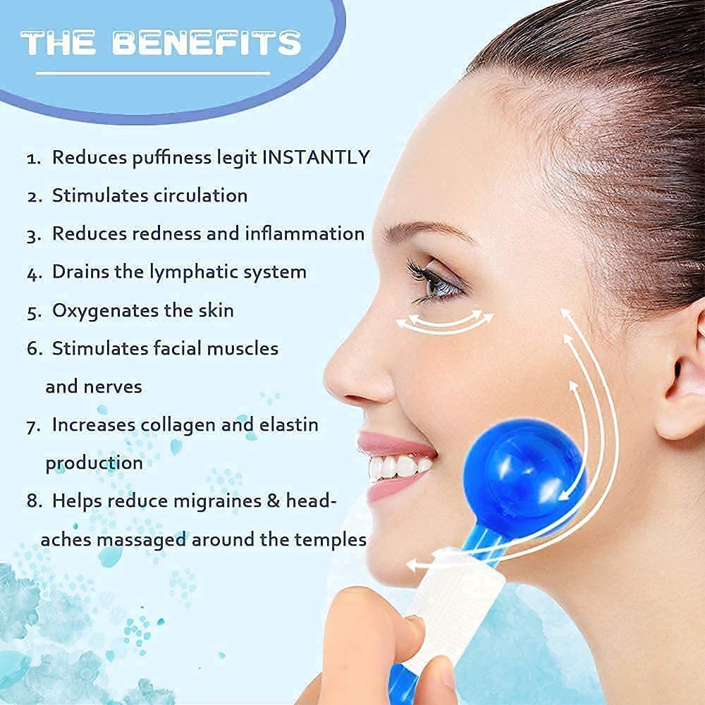Gra8 Ice Roller for Face & Eye Puffiness Relief - 2 Pack Facial Massager with Cooling Globes | Reduce Dark Circles, Soothe Skin | Perfect for Morning Routine, Post-Workout & Spa Days