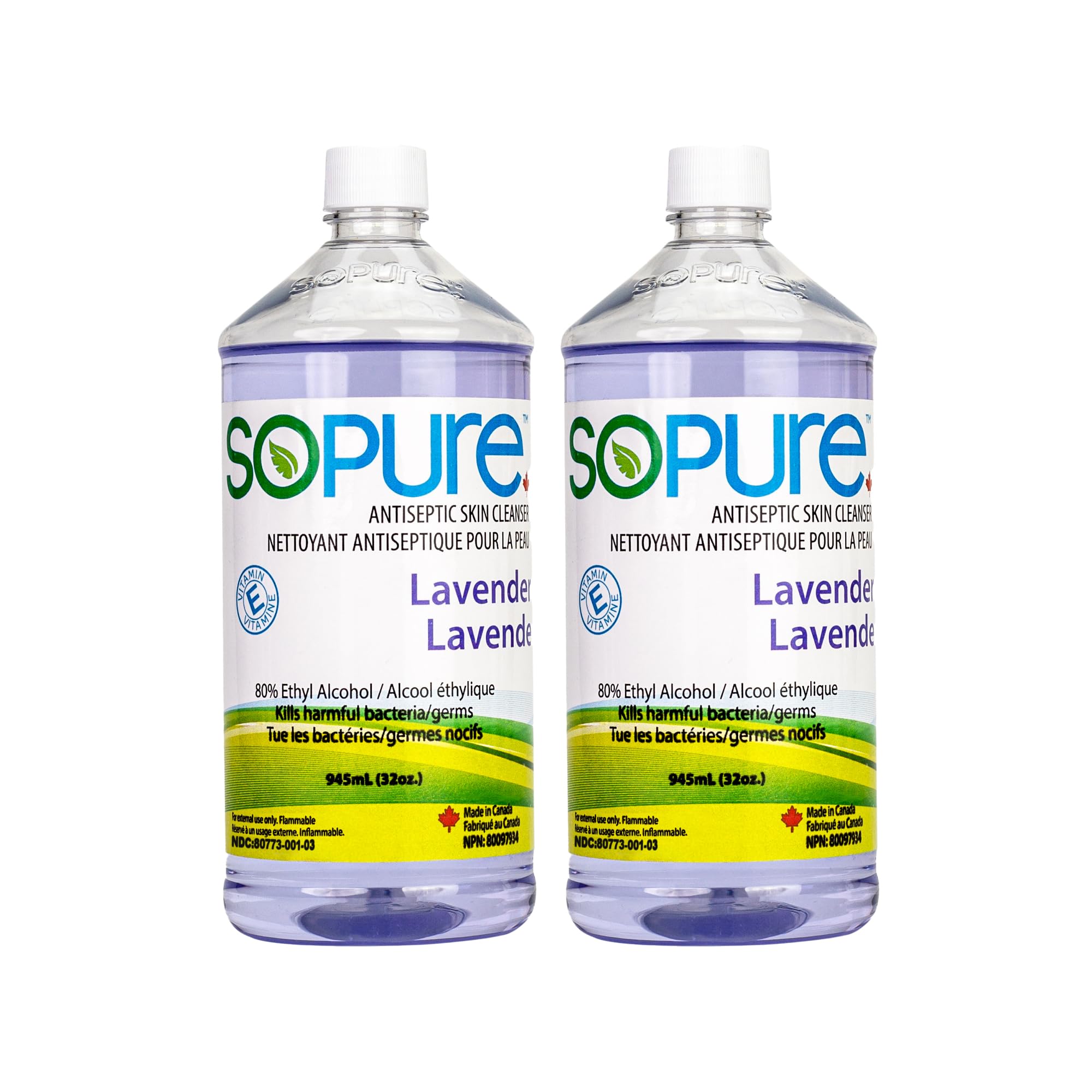 2X 945mL Lavender Hand Sanitizer Refill Bottles with Free Travel Spray - Natural Plant-Based Formula Enriched with Vitamin E | Non-Sticky Moisturizing for Home, Office & Travel Use