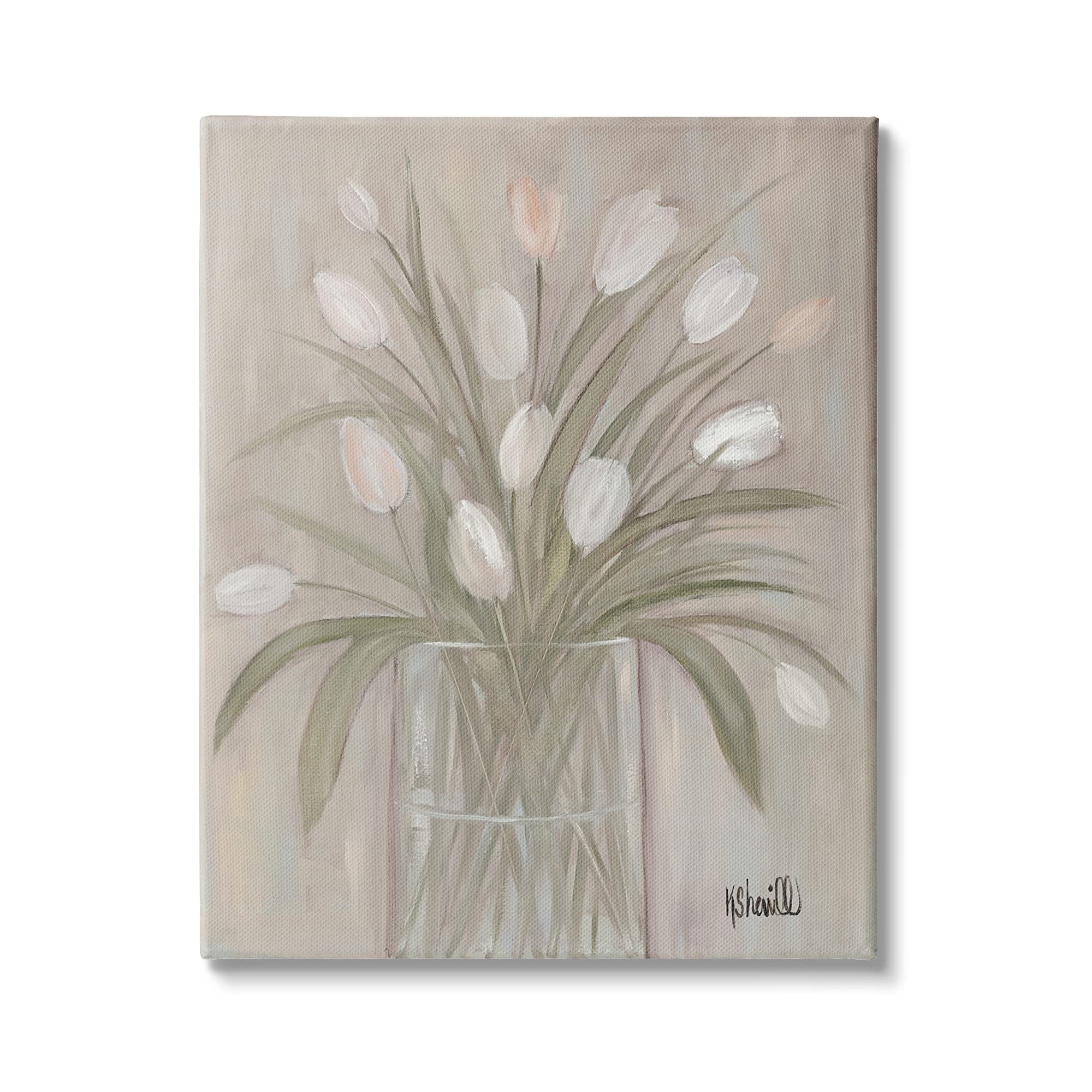 Stupell Industries White Tulip Flowers in Glass Jar Classic Still Life Canvas Wall Art - 36