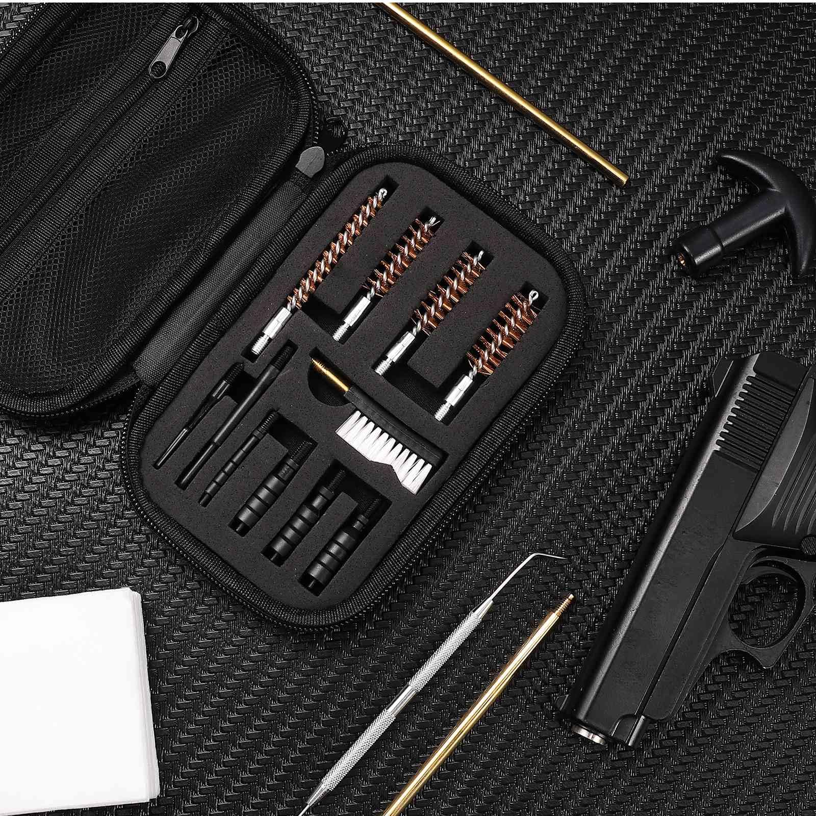 Universal Handgun Cleaning Kit for Claridge Hi-Tec/Goncz Pistols - 9×19mm Parabellum Pistol Maintenance Set with Bronze Bore Brush, Metal Jags & Compact Zippered Case | Perfect for Range Days & Home Gun Care