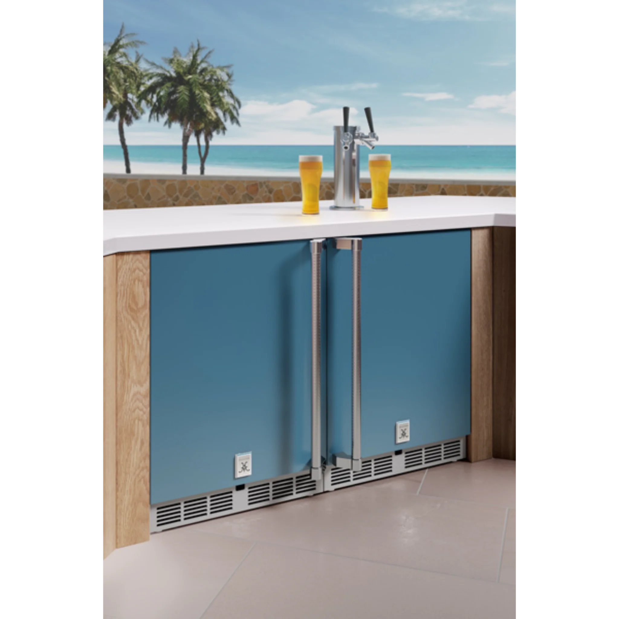 Hestan 24 Inch Outdoor Refrigerator with Solid Door - Stainless Steel GRS24 Model for Patio, Poolside & Backyard Entertaining