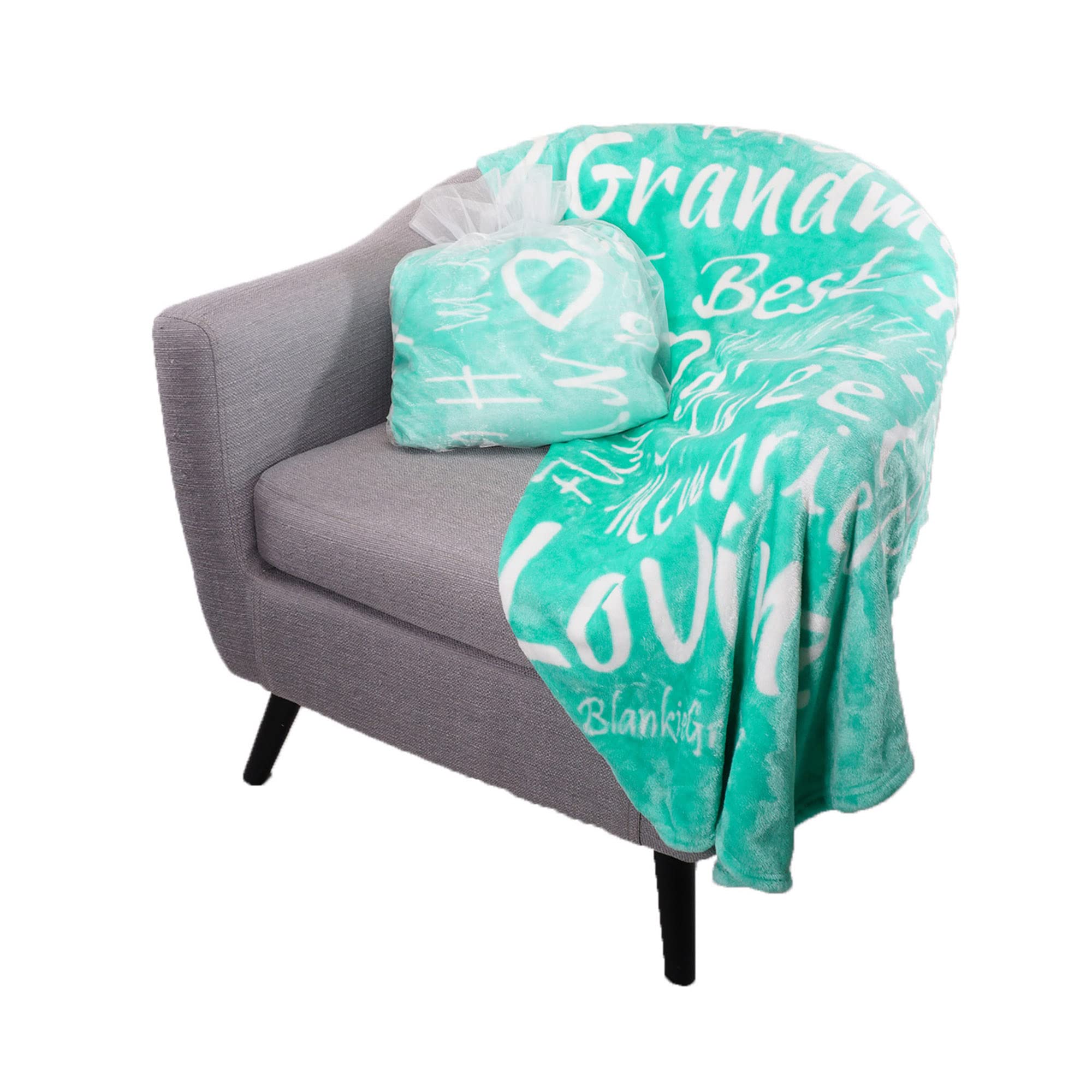 BlankieGram Grandmother Throw Blanket - Soft Cozy Fleece Blanket for Grandma, Women & Family - Perfect Gift for Birthday, Mother's Day & Christmas - Ideal for Couch, Bed & Travel (Teal)