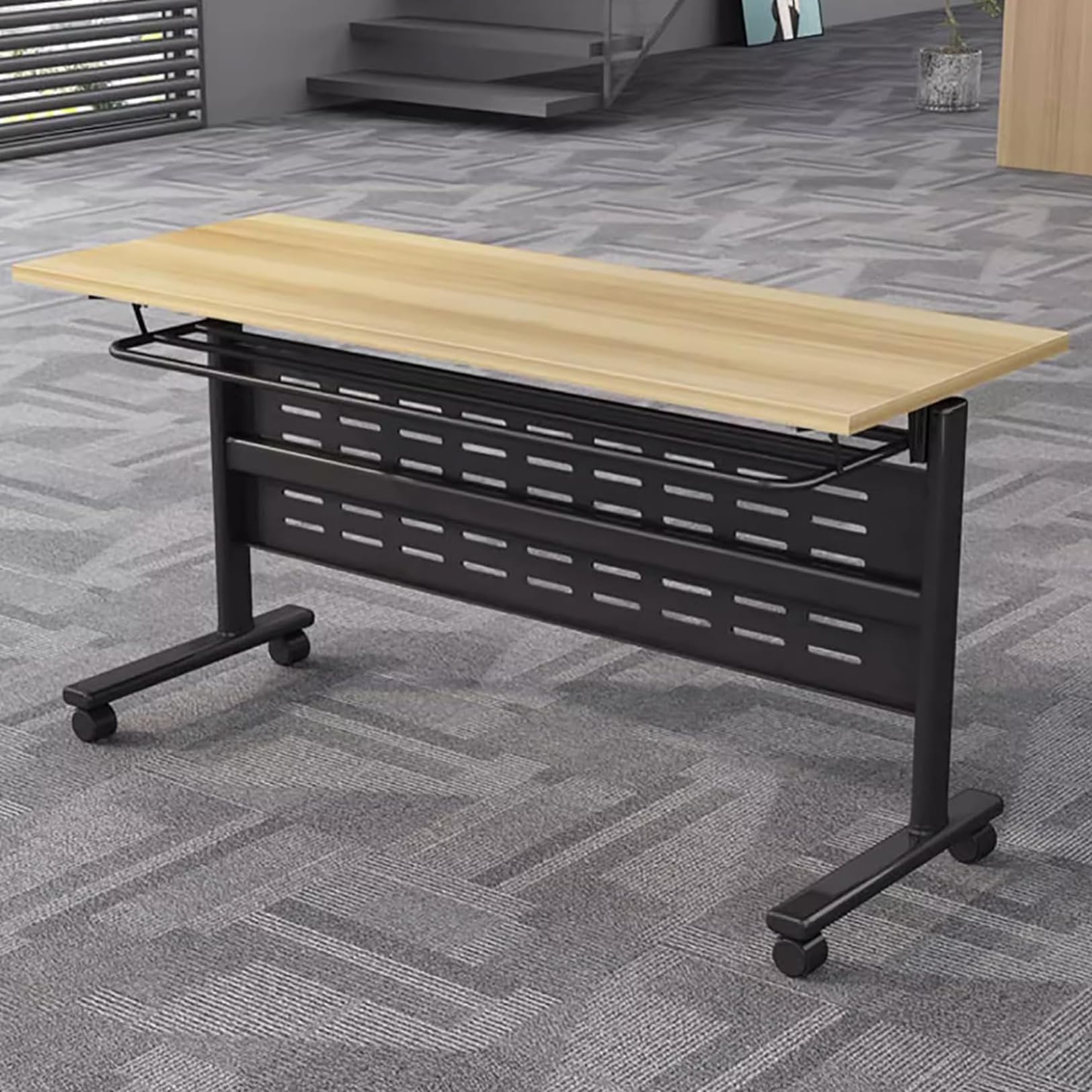Foldable Conference Table with Wheels - Portable Meeting & Seminar Table for Office, Classroom, Training Room - Ideal for Business Meetings, Team Collaboration & Educational Sessions