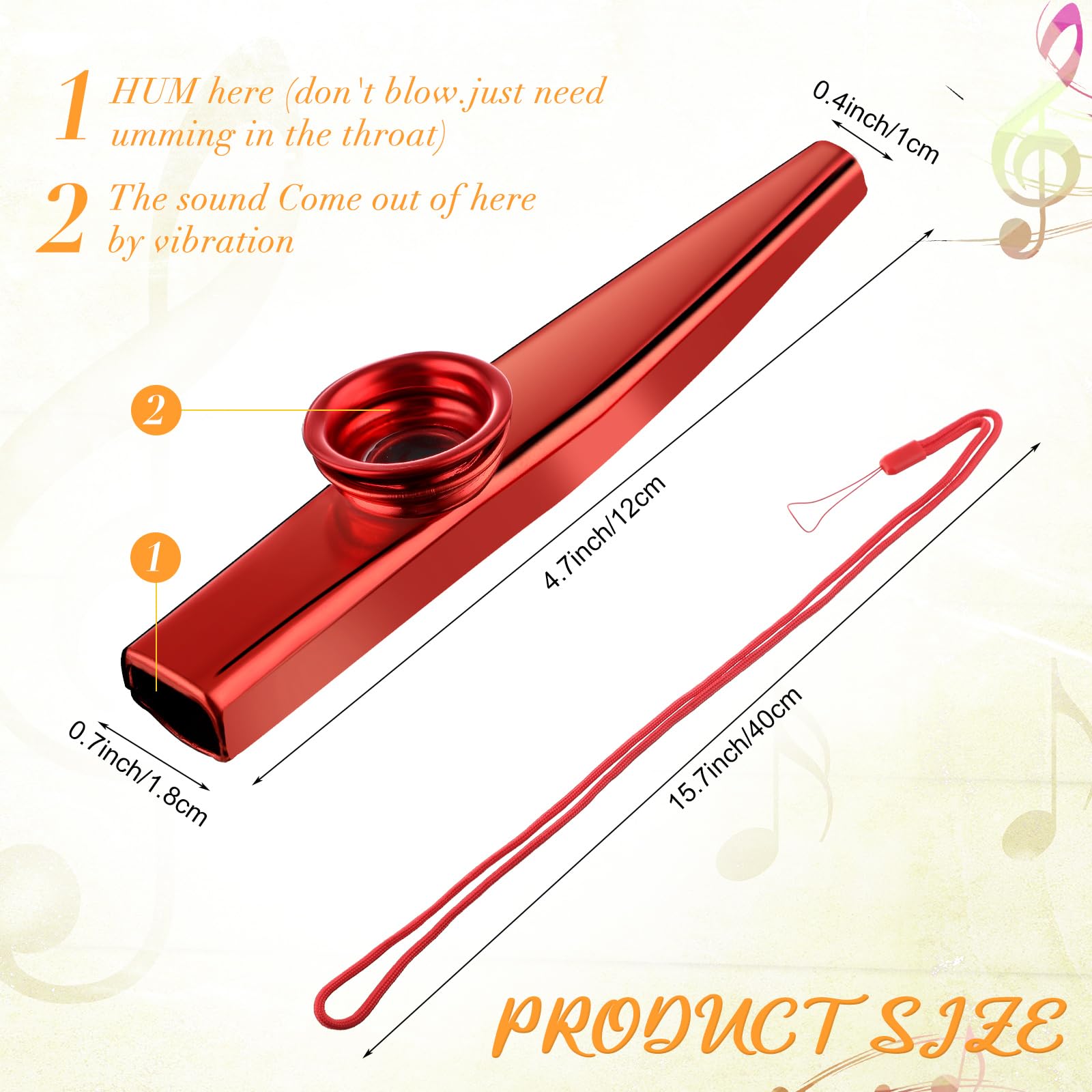 24-Pack Colorful Metal Kazoos with Lanyards - Musical Instruments for Kids & Adults - Perfect for Parties & Music Lessons