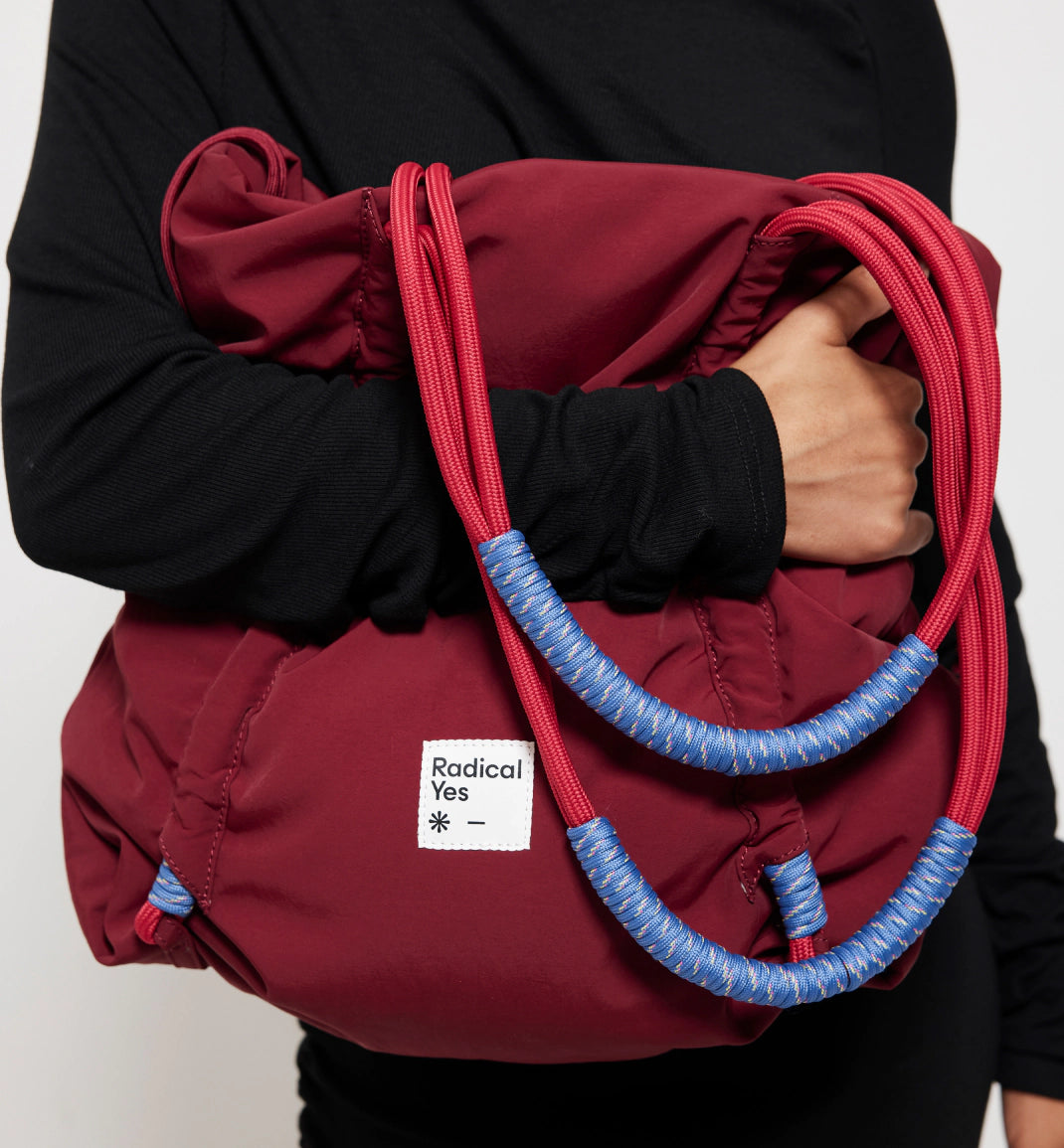 Eco-Friendly Recycled Nylon Ruched Tote Bag for Women - Cherry Red | Stylish Everyday Purse for Work, Shopping & Travel