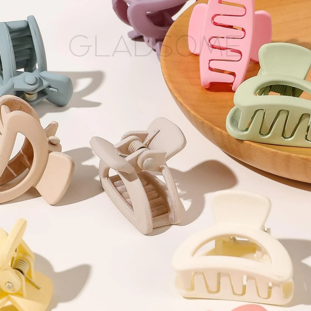 Gladsome Mini Matte Korean Hair Claw Clip - Aesthetic Butterfly Hair Clutch for Women (4-Pack) - Random Colors - Perfect for Ponytails, Buns & Everyday Hairstyles