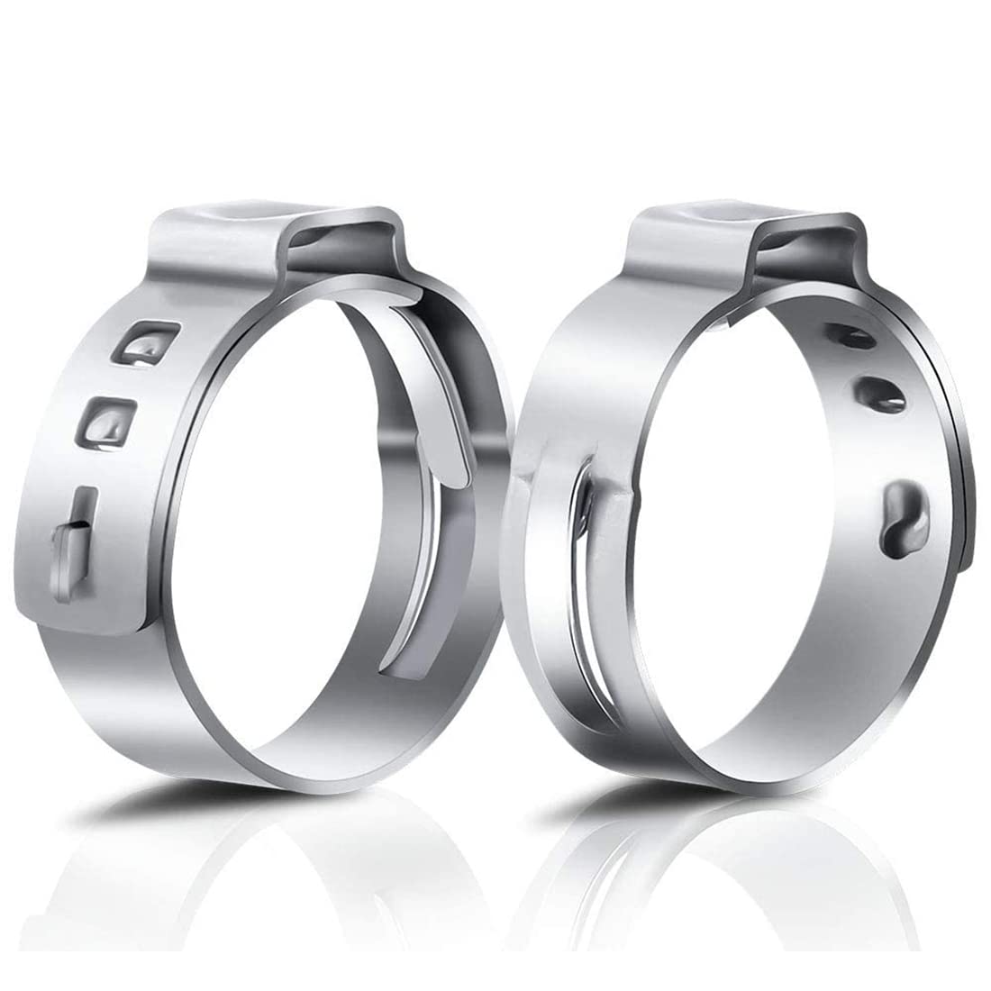 50Pcs 22.4mm-25.6mm Single Ear Hose Clamps - Stainless Steel Pinch Clamps for Automotive, Plumbing & Industrial Hoses - Secure Fit for Fuel, Water & Air Pipes - Perfect for DIY Repairs & Maintenance