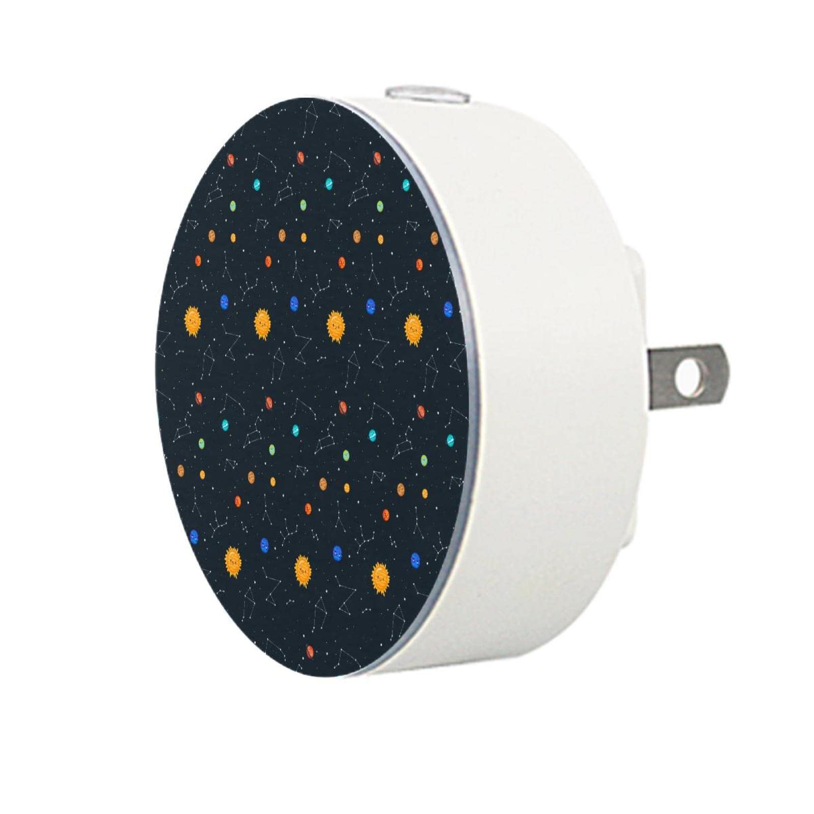 2 Pack LED Night Light Plug-in with Doodle Galaxy Pattern - Auto Dusk to Dawn Sensor, Soft Glow for Kids Room, Nursery, Kitchen, Hallway & Bathroom - Perfect for Nighttime Safety and Comfort