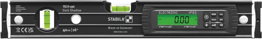 Stabila Dark Shadow 16 Inch Type 196 Level STA 36300 - High Precision Spirit Level for Professional Construction, Carpentry, and DIY Home Improvement Projects