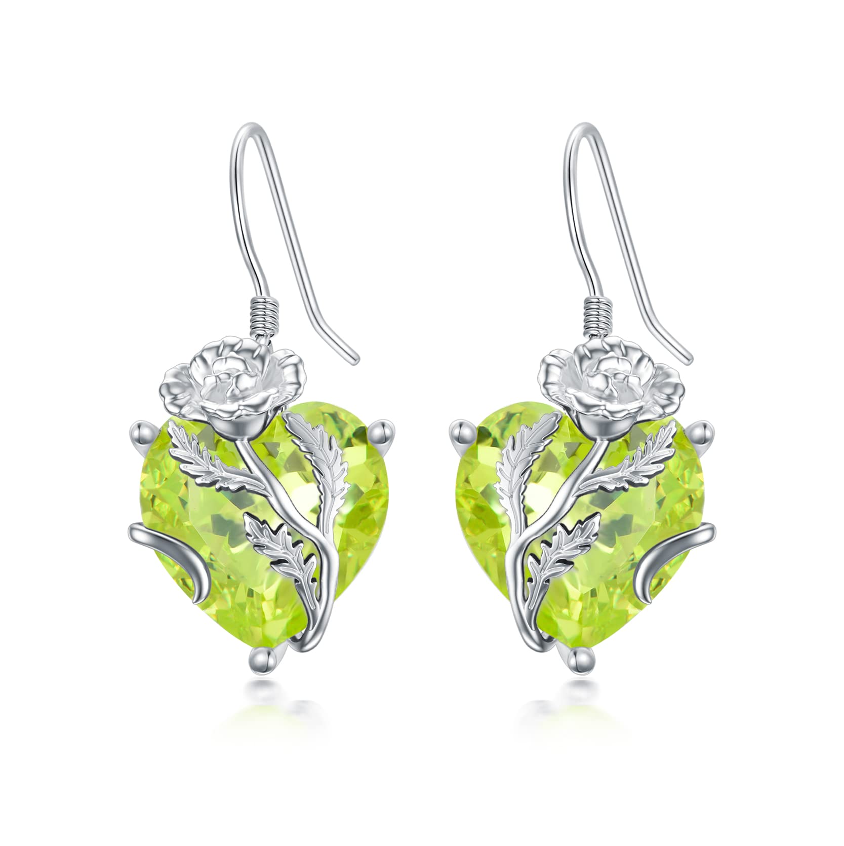TOUPOP Sterling Silver Heart Earrings for Women - Birth Month Flower Drop Dangle Earrings with Crystal, Elegant Jewelry Gift for Women & Girls | Perfect for Birthday, Anniversary & Special Occasions