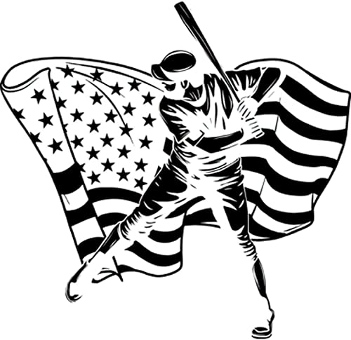Number Six Temporary Tattoos for Men & Women - Black Baseball Player Silhouette with American Flag Design | Fake Tattoo Kit for Neck, Arms, Hands & Legs | Perfect for Sports Fans, Game Days & Patriotic Events