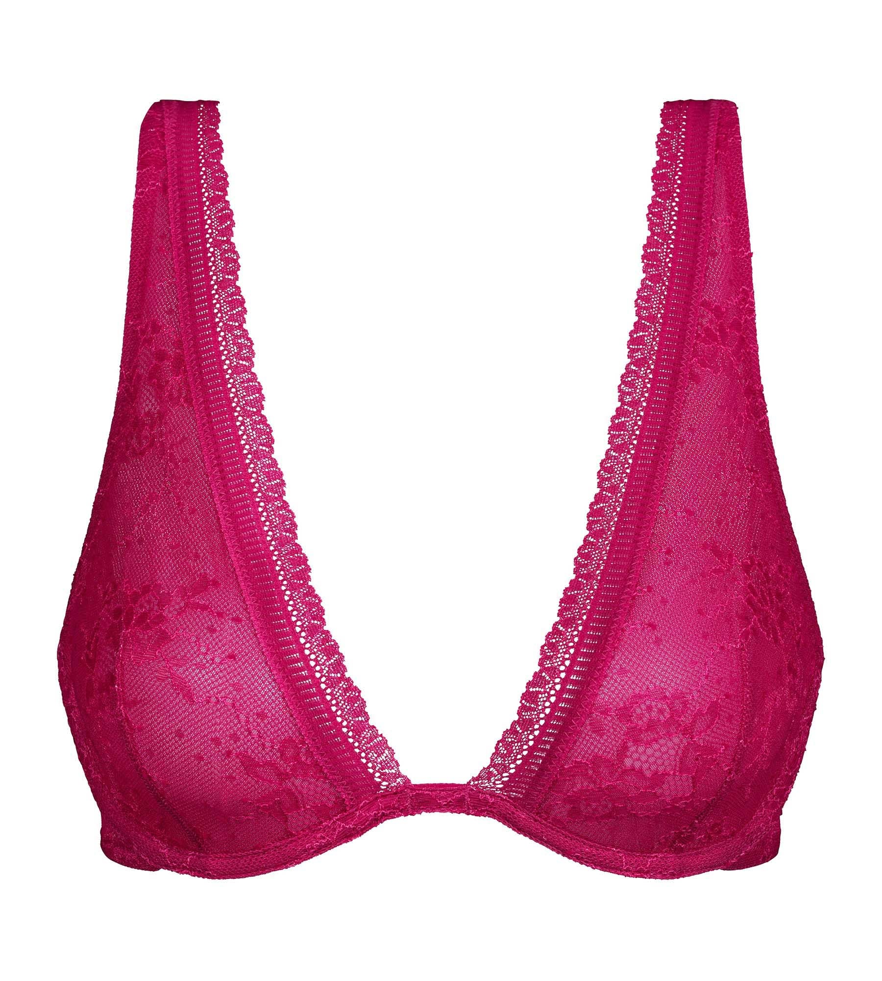 Floral Lace Underwire Scarf Bra Fuchsia Dim Romance - Elegant Lingerie for Date Night & Special Occasions