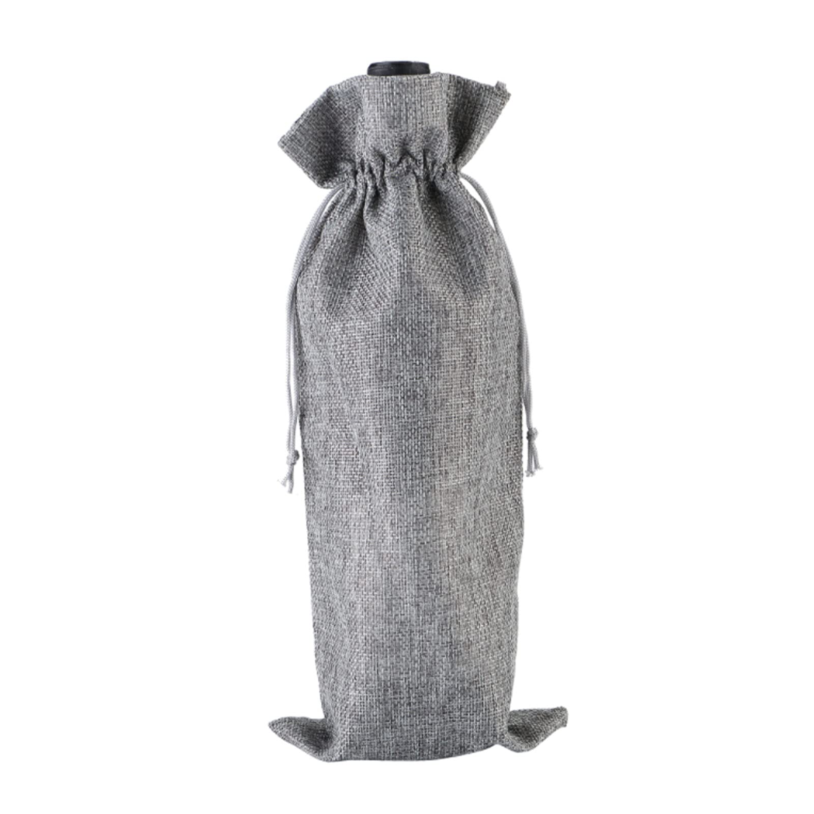 Premium Wine Bottle Bags Set - Reusable Burlap & Linen Drawstring Gift Bags for Wine and Champagne Bottles (Grey) - Perfect for Weddings, Parties, and Holiday Gifting