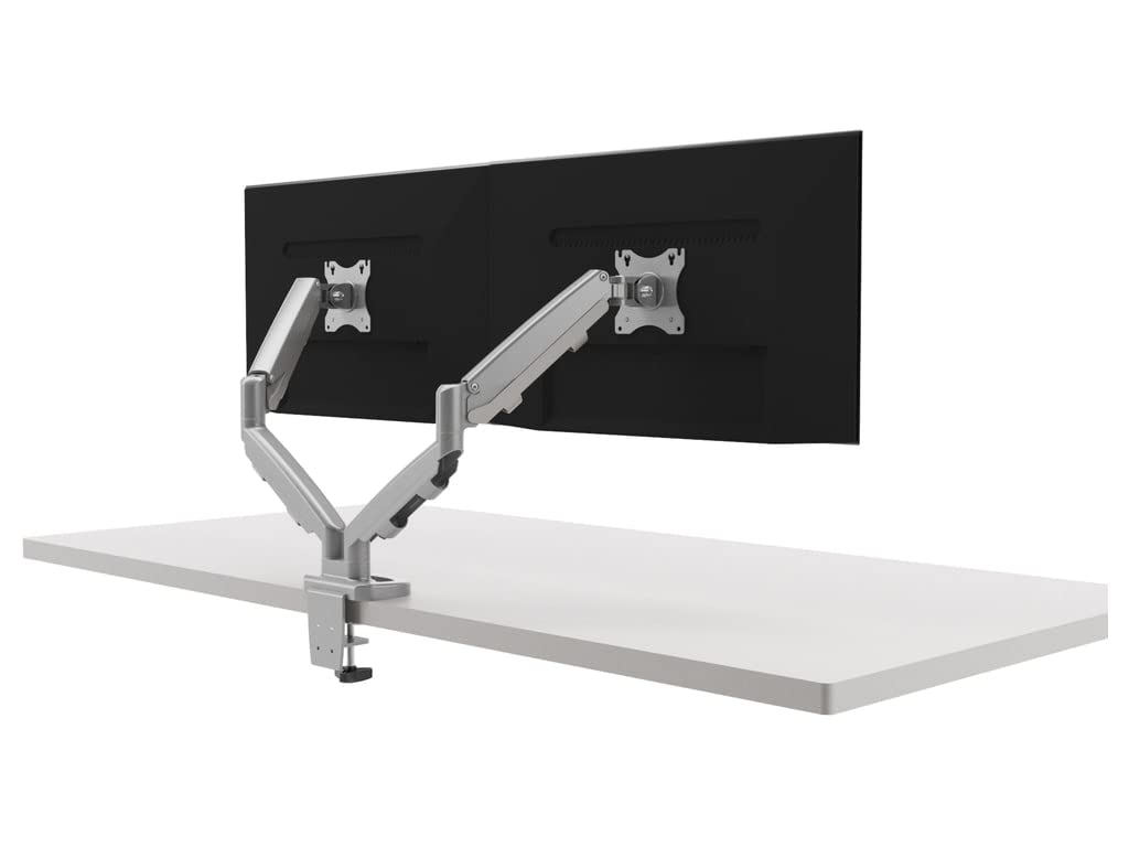 EPPA Silver Ergonomic Monitor Stand - Dual Monitor Support & Dynamic Height Adjustment for Office & Home Workspaces | ESI Ergo EPPA2-SLV