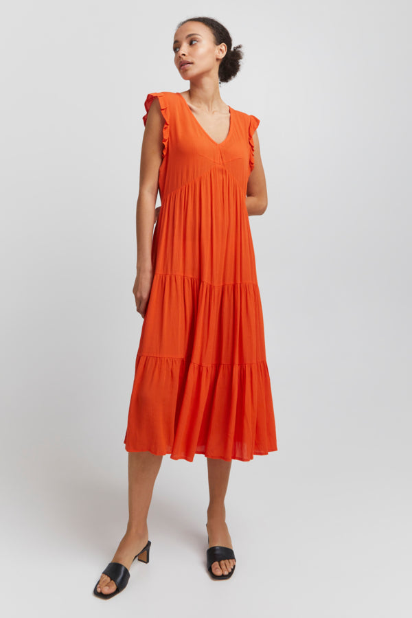 Elegant Marro Dress in Mandarin Red - Perfect for Parties, Weddings & Special Occasions