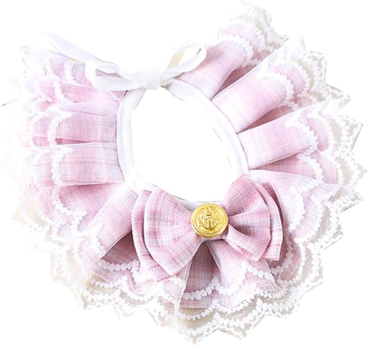 PSK PET MART Birthday Party Costume for Cats & Dogs - Cute Lace Bow Tie Collar for Holidays & Special Occasions | Perfect for Pet Birthday Parties, Christmas & Halloween Celebrations