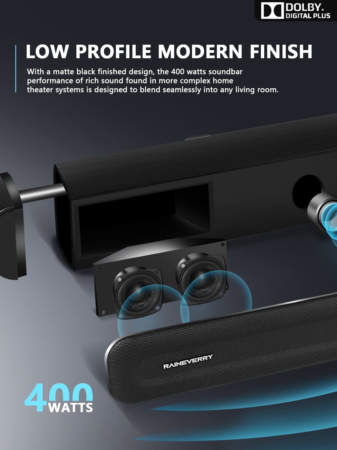 5.1 CH Surround Sound Bar with Dolby Audio & Wireless Subwoofer - Bluetooth 5.3 Soundbar for TV, Home Theater System with Rear Speakers | Dolby Digital Plus, 4K/HDTV Compatible via HDMI & Optical - Perfect for Movie Nights & Gaming Experience
