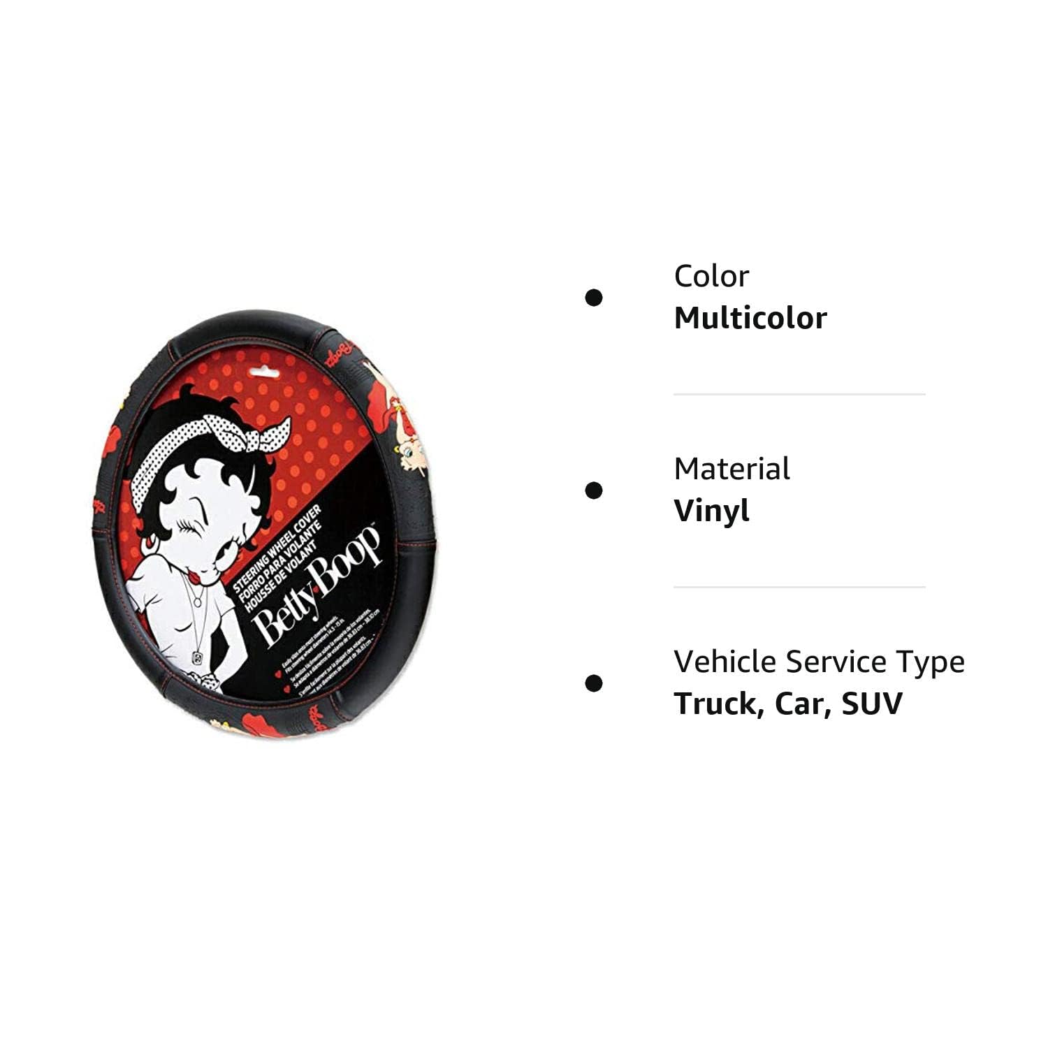 Plasticolor 006709R01 Betty Boop Skyline Steering Wheel Cover for Cars, Trucks & SUVs - Stylish & Non-Slip Grip for Safe Driving